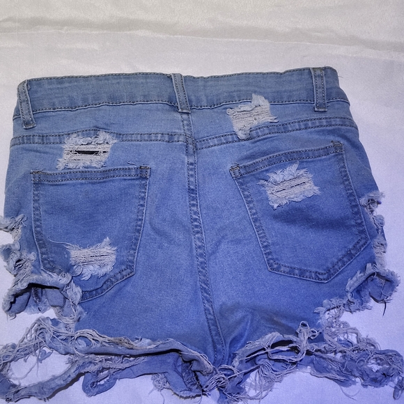 Distressed Denim Women Shorts - Picture 3 of 4
